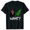 Funny Xmas Cat What Tops Tear Down The Christmas Tree Men T-Shirts Graphic Hip Hop Streetwear Short Sleeve Tees Male Clothing