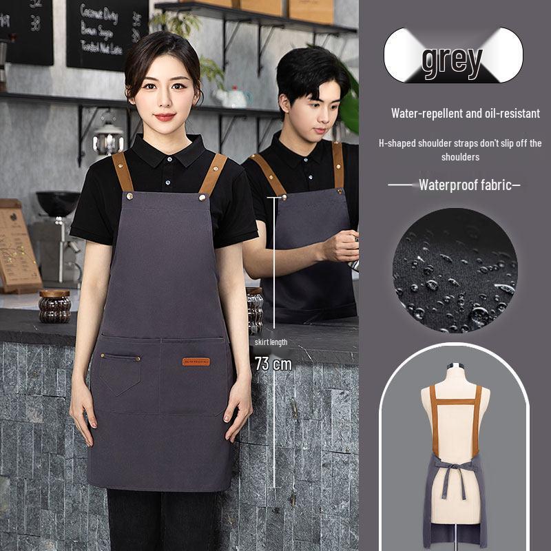 Oil & Waterproof Apron with Waistband for Coffee & Tea Shop Waiters - Custom Logo Printing Available