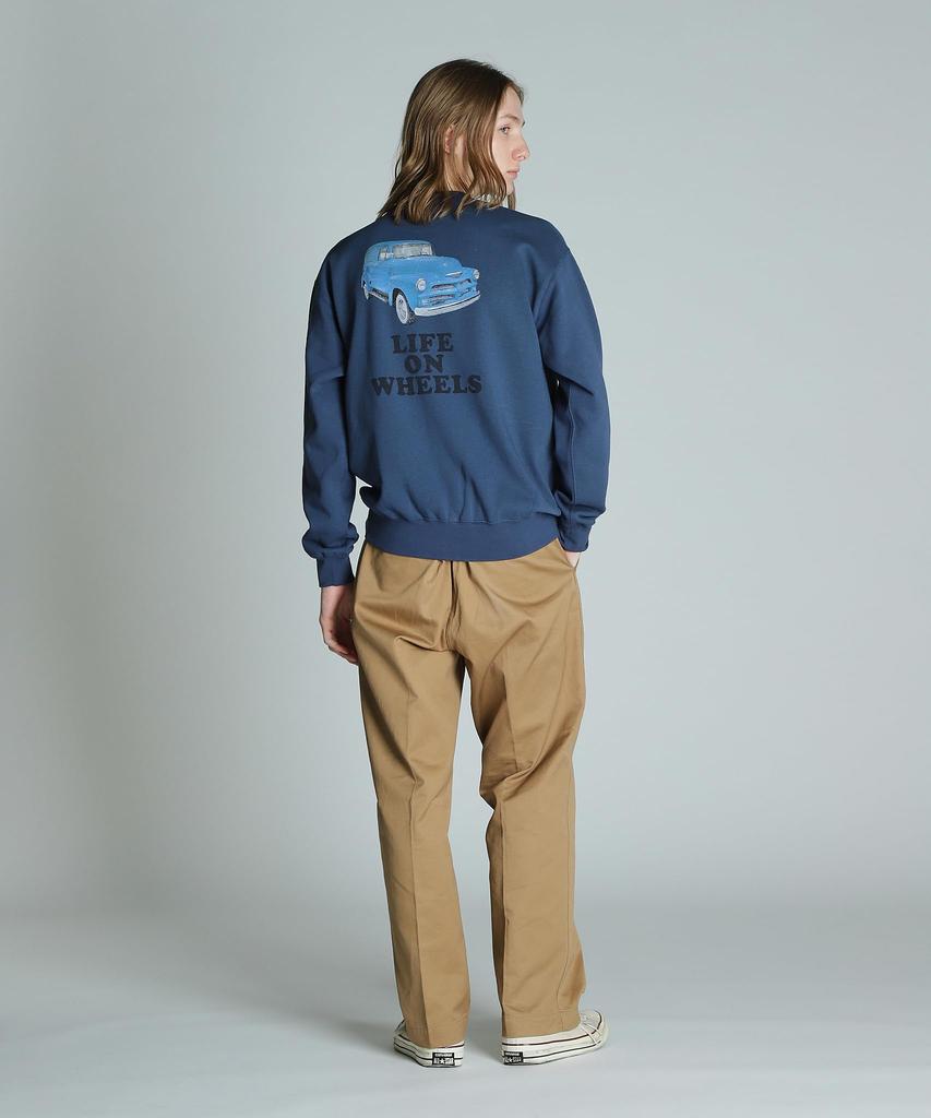 Schott LIFE ON WHEELS CREW SWEAT, Men's, Size L (120), Navy, 782-4232002