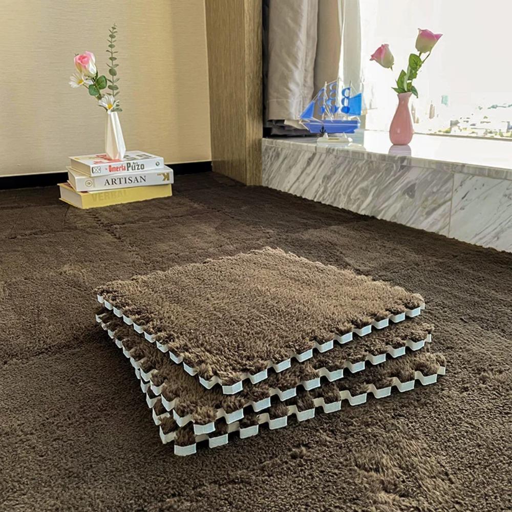 12Pcs Soft Plush Baby Play Mat Puzzle Carpet Interlocking Exercise Tiles Floor Rug for Kid Pad Baby Room Warm Game Mat 30*30*1CM