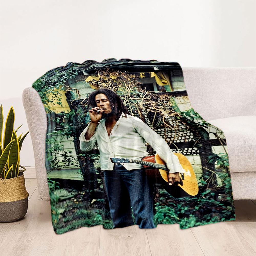Bob Marley Rasta Blanket Durable Comfort Perfect For Chair Livingroom Sofa Four Seasons Universal Playful Design Birthday Christmas Gift Blanket