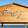 3 Pcs Wood Flying Pelican Wall Art Coastal Theme Nautical Wall Decor Rustic Beach Wooden Bird Sculpture for Living Room Bedroom Home Decor