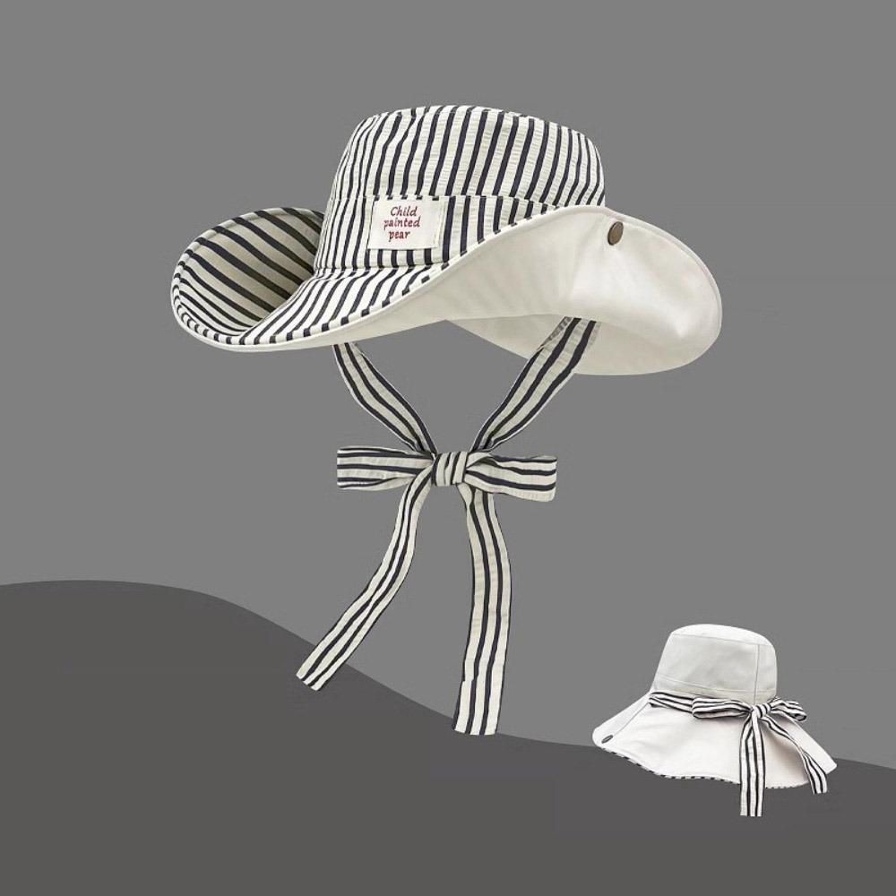 Fashion UV Protection Bucket Hat Foldable Wide Brim Sunshade Hat Breathable Striped Fishermen Cap чёрный
