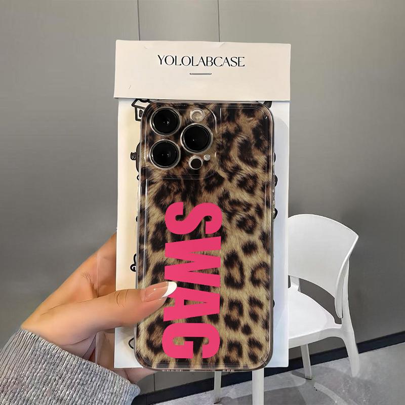 SWAG Leopard Print Phone Case For IPhone 17 Case IPhone 15 13 12 14 16 Pro Max Plus 17E 16E Air Soft Silicone Shockproof Cover