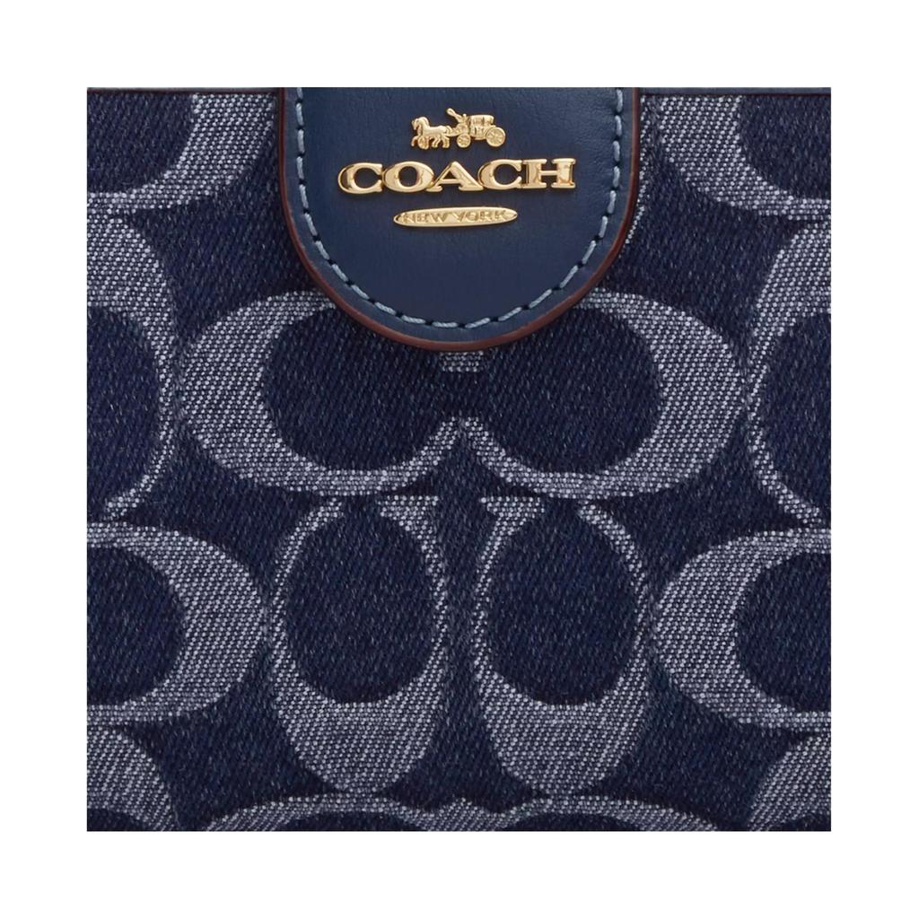 New COACH Denim Wallet Medium Size Women's Blue CZ344-IMXIA