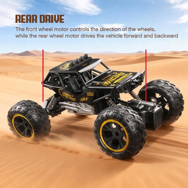 2.4g Remote Control Car Alloy Off-Road Climbing Car with Lights, Spray, Large Wheels, Rechargeable Children's Toy Car, Cross-Border Gift