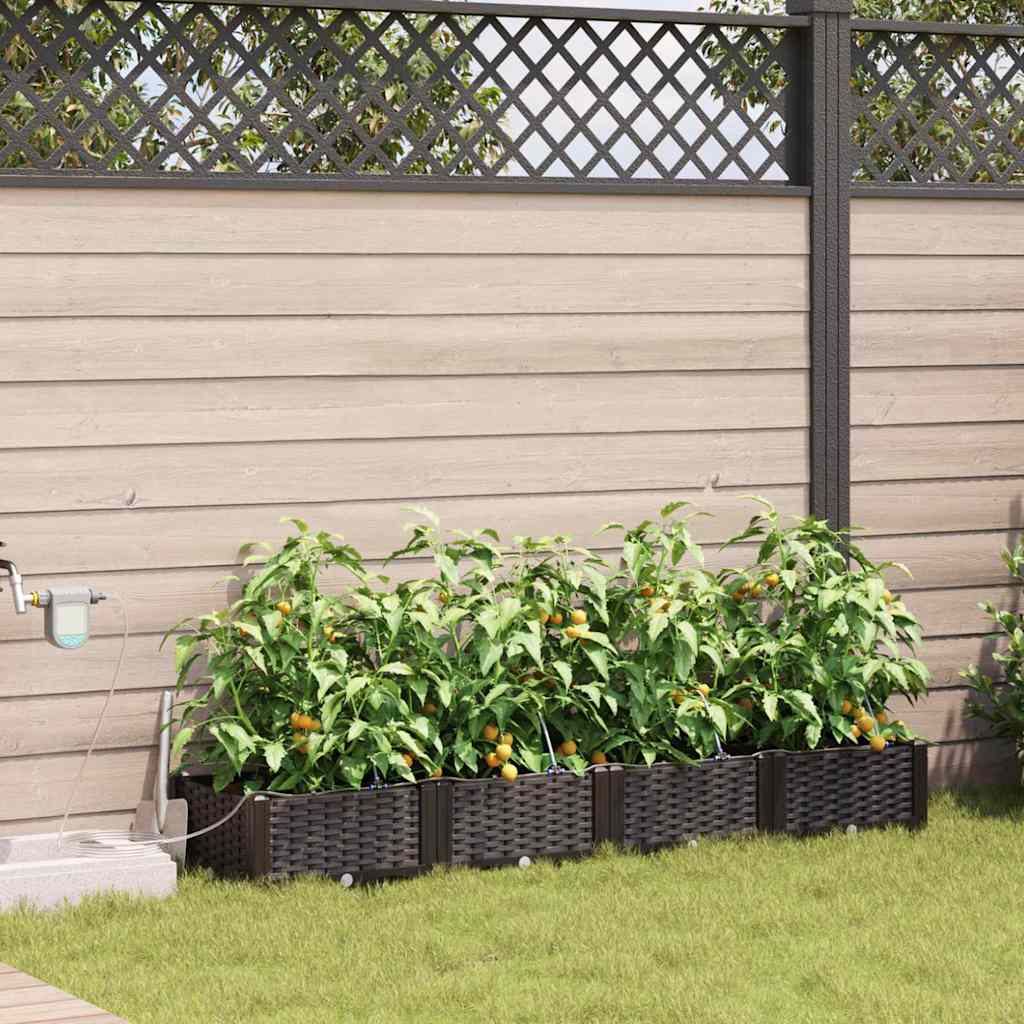 Garden Planter Set 4 pcs Brown 160 x 40 x 22 cm Plastic