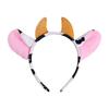 Cow Ears Hair Hoop Set with Bendable Tail Adults Teens Farm Animal Costume Set Black White Cow Accessories