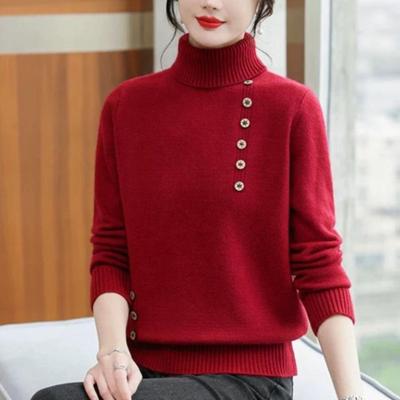 Damen Rollkragen Einfarbig Herbst und Winter Langärmlig Slim-Fit Weich und Bequem Gestricktes Unterhemd