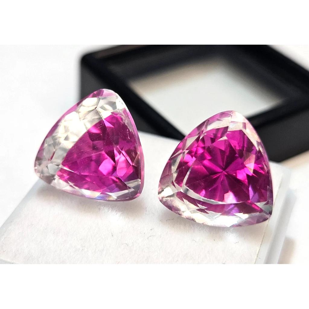 Bi-Color Pitambari Sapphire Certifiedloose Natural 19+ Ct Trillion Cut Gemstone