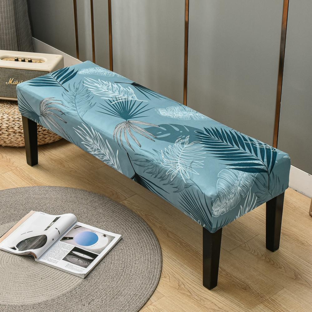 Dining Bench Cover Stretch Upholstered Bench Slipcover Printed Bench Seat Protector Rectangle Bench Covers for Dining Room Bedroom Living Room Kitchen
