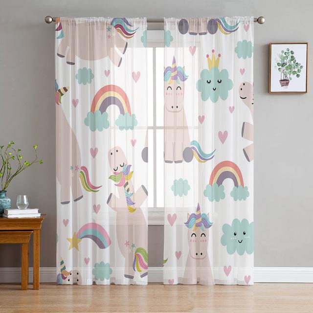 Cartoon Wolken En Sterren Transparant Gordijn Voor Woonkamer Slaapkamer Voile Drapage Keukenraam Tule Gordijnen Home Essentials