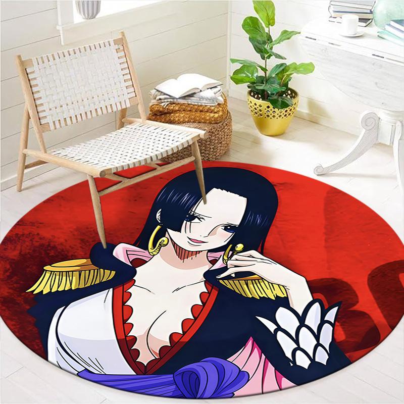 Anime One Piece Cartoon Round Area Rug Carpet Rug For Living Room Bedroom Sofa Playroom Decor Nonslip Floor Mat