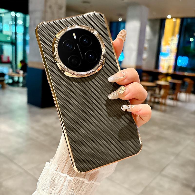 For Honor Magic 7 7 Pro Large Hole Plating Textured Lens Ring Drop & Fingerprint Resistant Phone Case