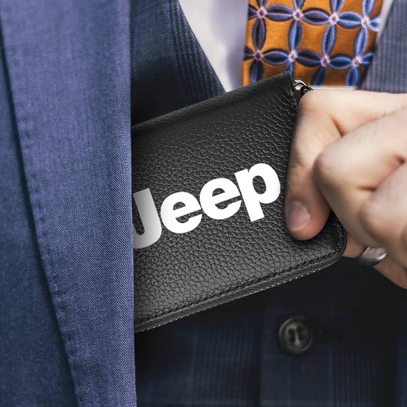 Skórzany Portfel na Dokumenty, Karty Bankowe i Dowód Osobisty Kierowcy, Stylizacja Samochodu Dla Jeep Big Wrangler Grand Cherokee New Energy Gladiator SRT Wrangler