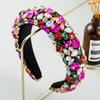 European & American Baroque Rhinestone Geometric Wide Headband - Colorful Thick Sponge Party Headdress