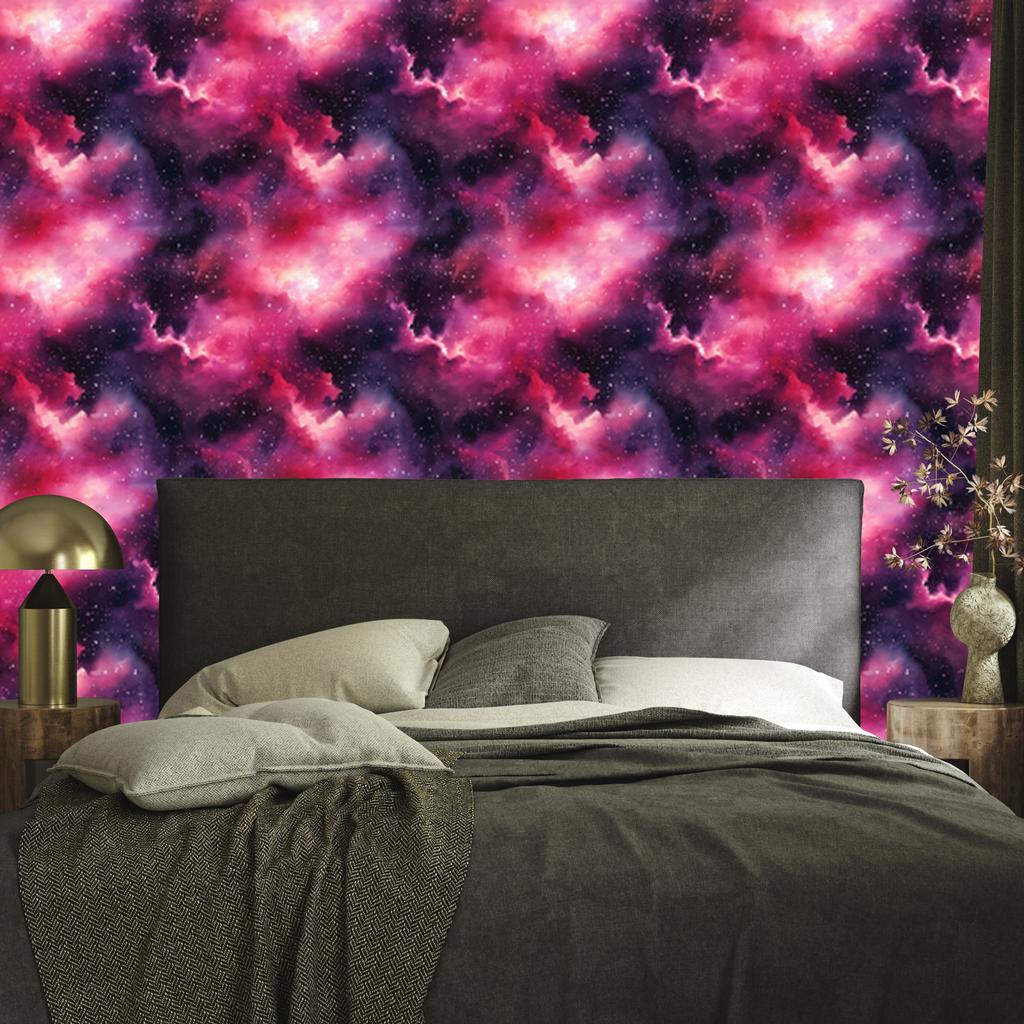 Watercolor Galaxy Wallpaper Purple, Plum and Powder Pink 50x1000
