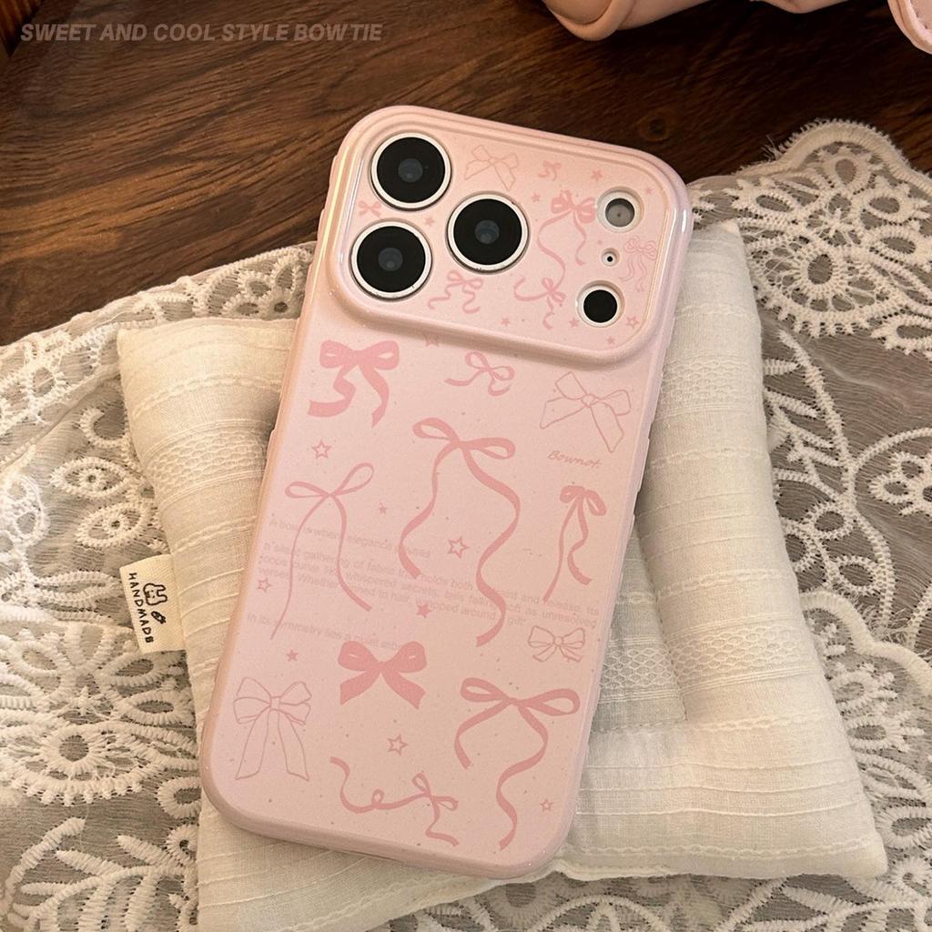 Pink bow phone case suitable for iPhone 16, iPhone 17, and iPhone 17 Pro Max