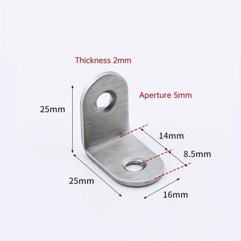 Stainless Steel Corner Code 90 Degree Right Angle Fixator Angle Iron L-shaped Triangular Bracket Layer Plate Furniture Tool