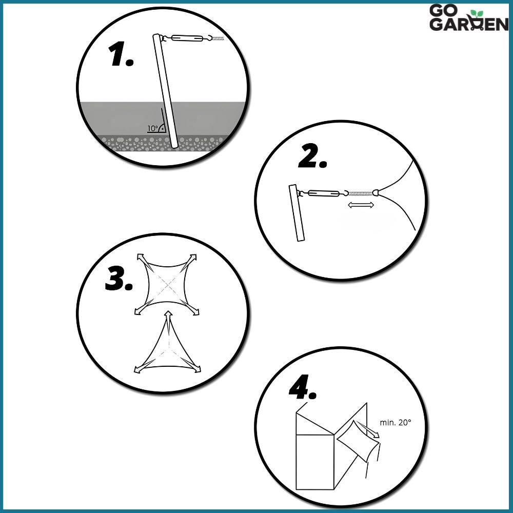 Sunshade, UV Protection, Awning, Grey, Waterproof, 3x3 M