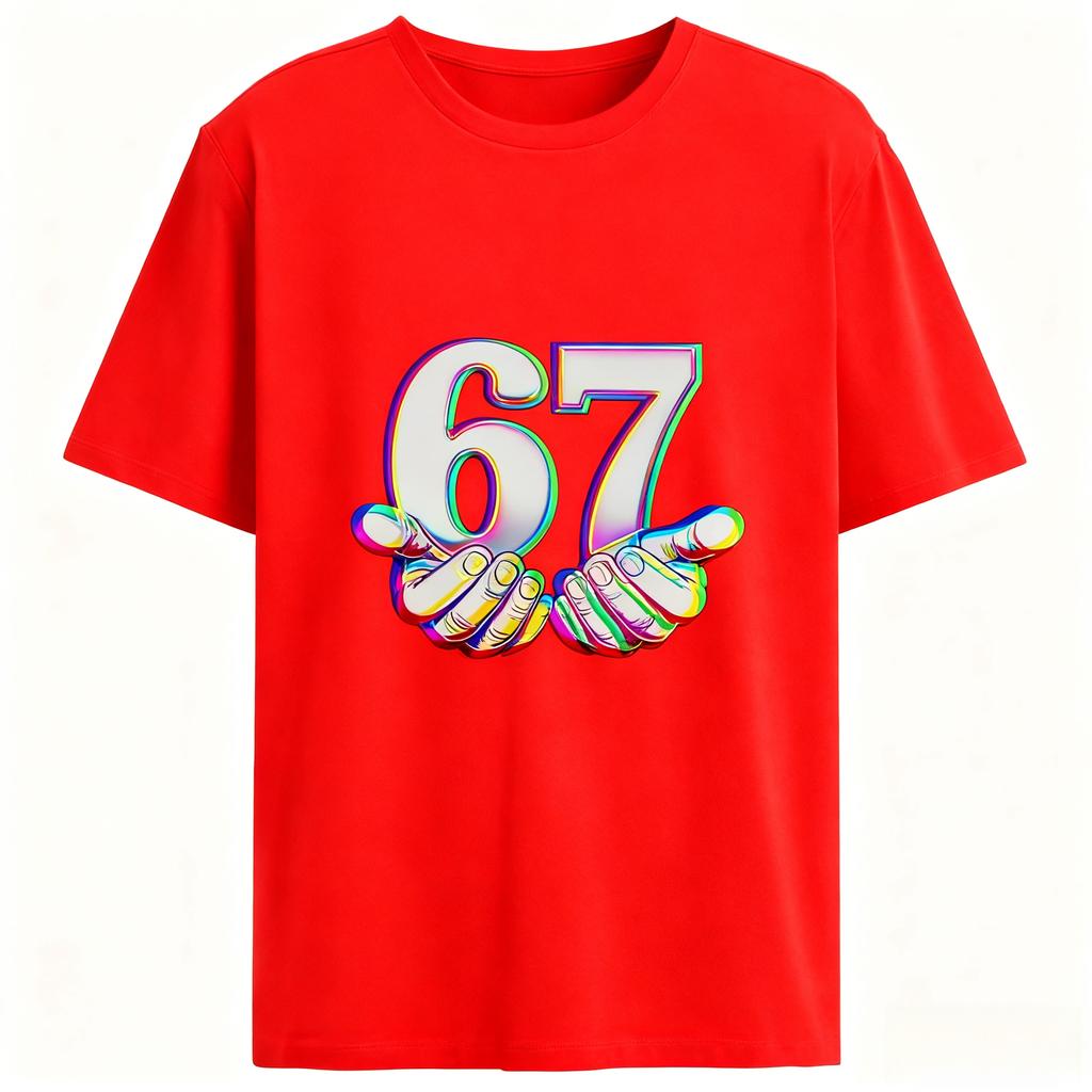 Six Seven 67 Meme Design Funny 1pcs T-Shirts Set Women Graphic Design Pure Cotton Unisex Fashion Casual Round Neck Loose T-Shirt