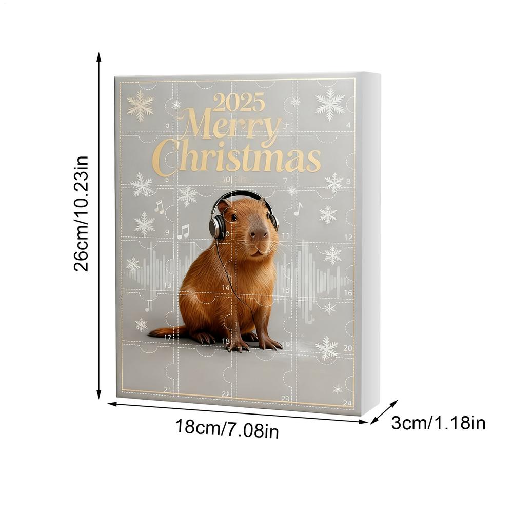Capybara Advent Christmas 2025 2D Acrylic Decorations 24 Days Capybara Ornament Countdown Calendar for Home Living Room Family