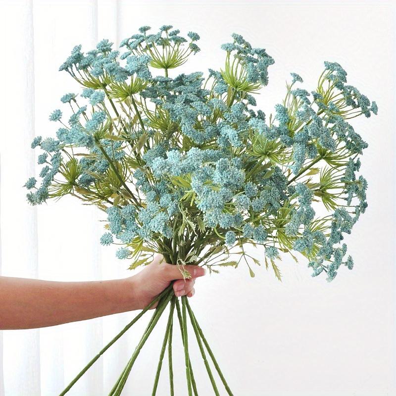 1Pc Outdoor Wedding Simulation Blue 3-Head Lace Flower Monet Garden Flower Material, For Outdoor Patio Garden Home Wedding Holiday Party Decoration