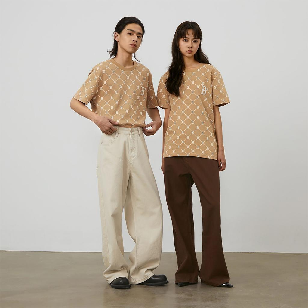 MLB MONOGRAM T Shirt Unisex Light Camel 3ATSM0143-43CAL