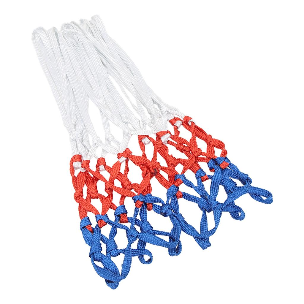 2 Stück Hochleistungs-Basketballnetz Ersatz Weiß Rot Blau Farbe Spleißen Basketballkorb Netz