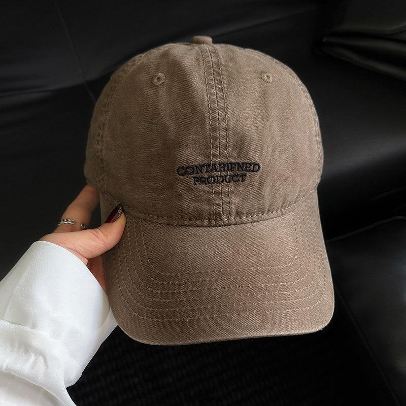 American deep top retro letter embroidery big head circumference baseball cap girls wide brim show face small casual cap