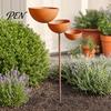 Metal Bird Feeder Stake 3 Tiered Cascading Rain Catcher Bath, Garden Water Iron Bowl Feeder, Outdoor Pollinator Watering Station for Garden,