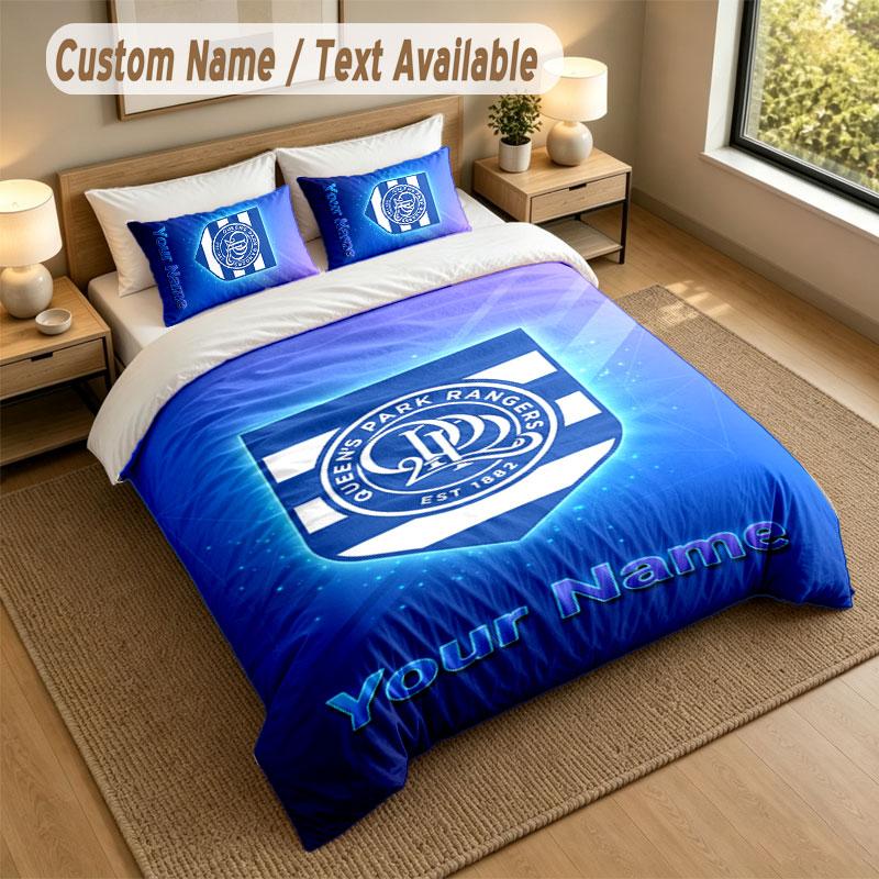 Bedding Set 1 Duvet Cover 2 Pillowcases Queens Park Rangers FC Print Soft Bed Linen Bedroom Decor