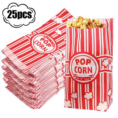 25 Stück Papiertüten für Popcorn, Goodie-Verpackung, Karneval, Snacks, Leckereien, Behälter, Eimer, Hochzeit, Geburtstag, Party, Filmabend, Zubehör
