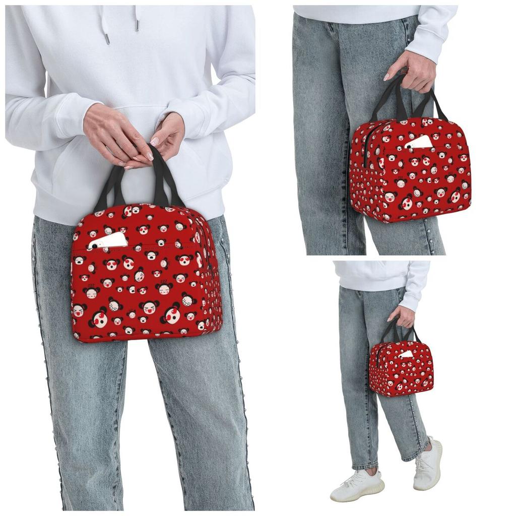 Cartoon Pucca Insulated Lunch Bag for Kids School Cooler Thermal Food Box Tote Leakproof Lunch Boxes Container