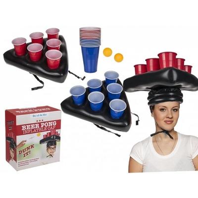 2 Inflatable Beer Pong Hats with Cups and Balls