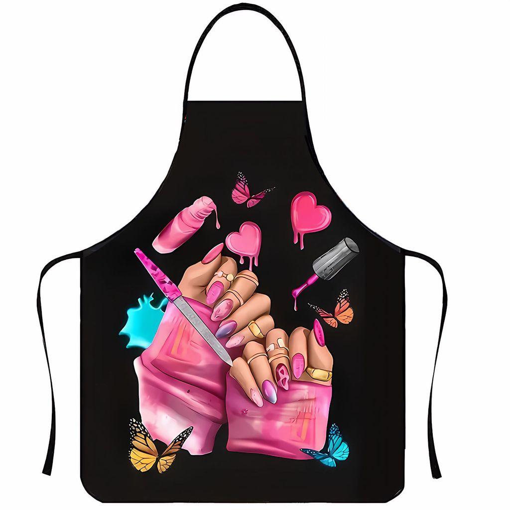 Nosleeve Waterproof Apron For Kitchen And Grilling With Colorful Abstract Design