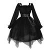 Milky Time Gothic Lolita Dress, Black and Red, with Chiffon and Chains, Cosplay Costume for Women (Small, Black)