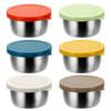 6Pcs Sauce Cups with Easy Open Colorful Lids Leak-Proof 40ml Salad Dressing Containers Stainless Steel Snack Cups