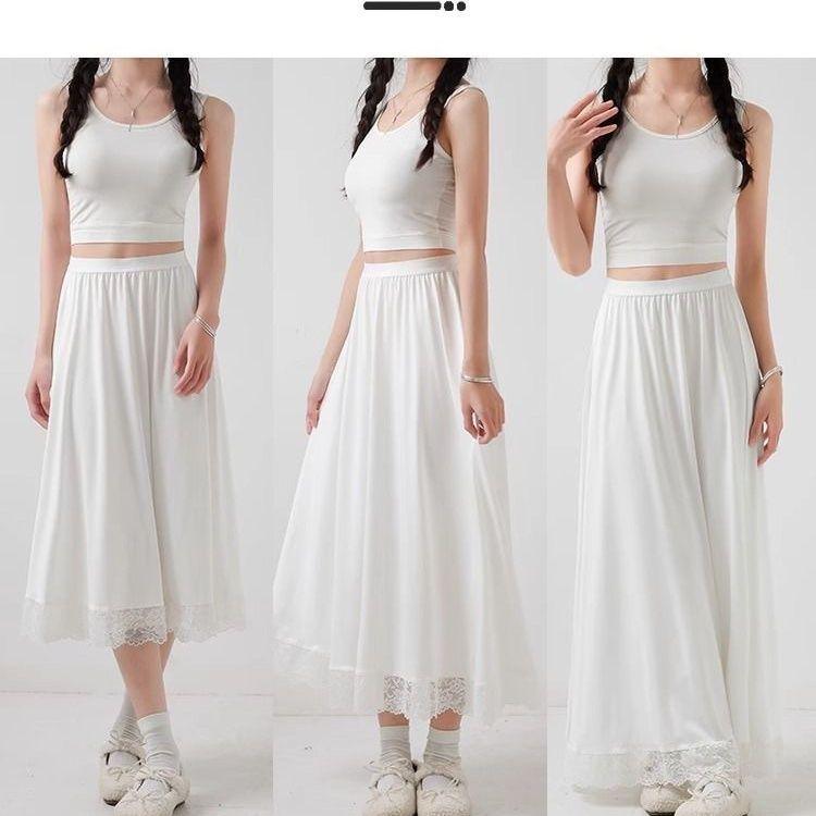 Qipao Lace Slip: Slim-Fit Hanfu Lining Half-Skirt Mid-Length