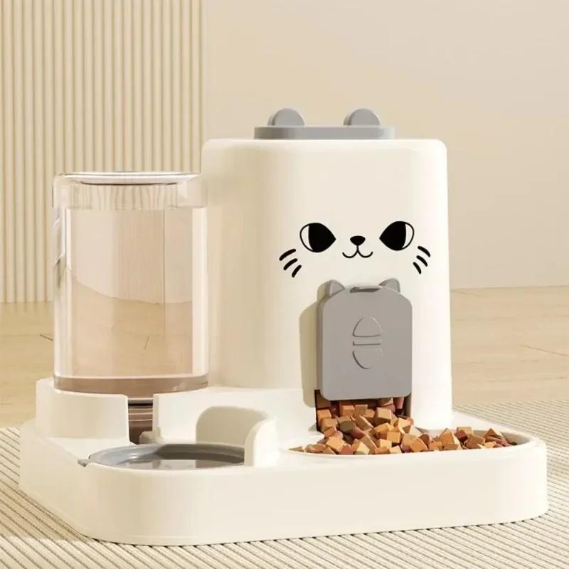 2in1 Auto Cat Dog Feeder Large Capacity Dry Wet Food Dispenser Automatic Water Fountain Leakproof Bowl Pet Food Storage Pet Acce
