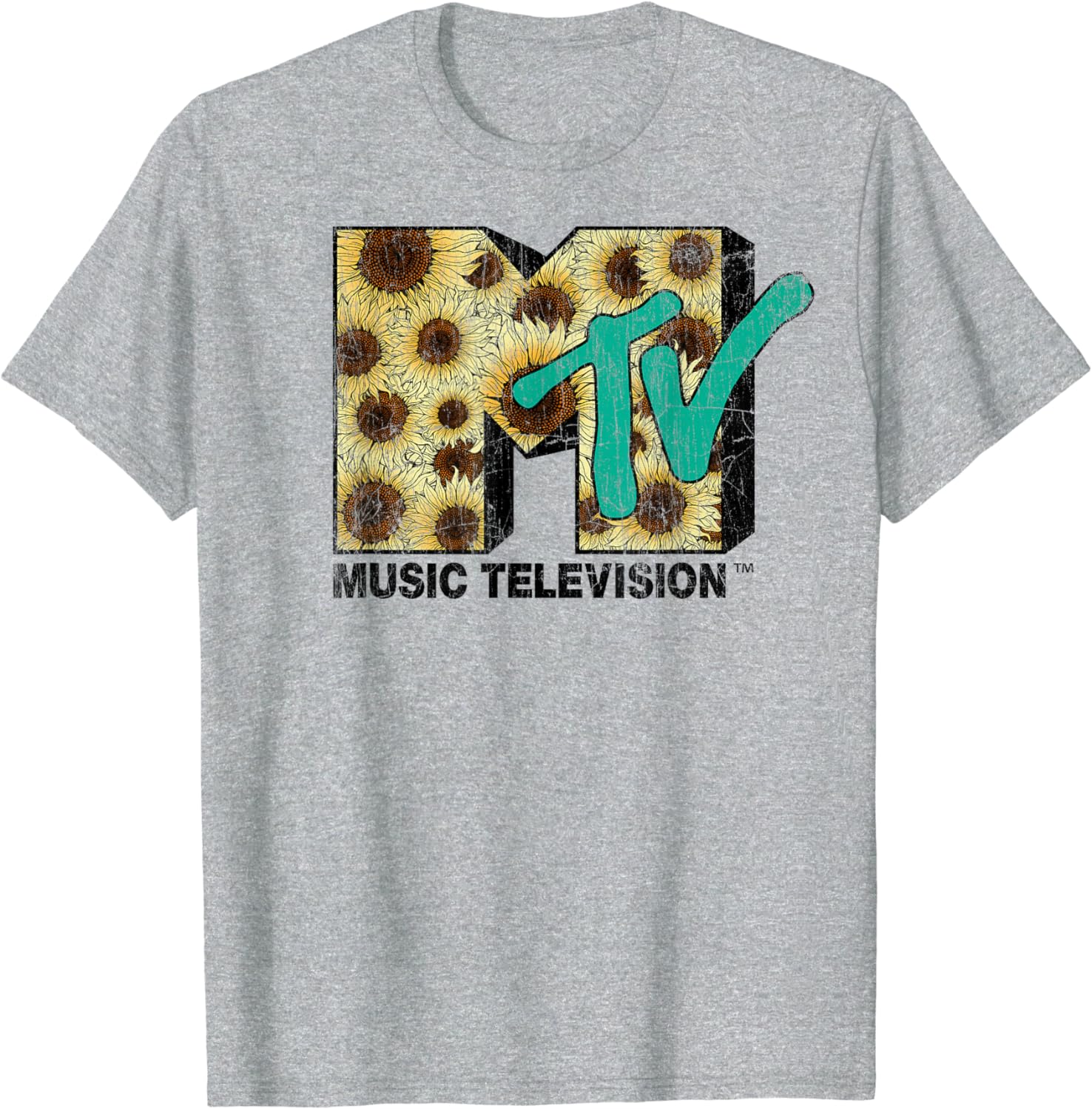 MTV Distressed Vintage Sunflower Logo Graphic TShirt TShirt S