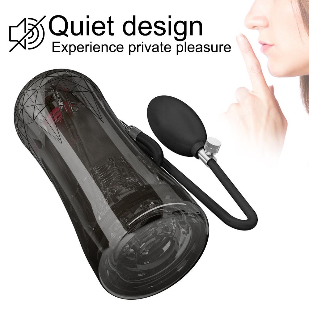 Penis Pump Male Masturbation Cup Male Masturbation Sex Toys For Men Glans Stimulator Penis Trainer Real Vagina 10 Frequency Adult Products