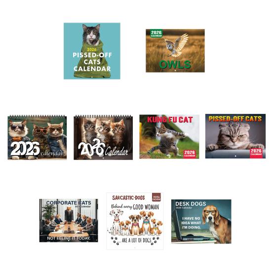 Yousheng 2026 Wall Calendar Jan 2026 - Dec 2026 12 Monthly Planner Wall Hanging Calendar with Funny Dog/Cat Images for School Home Office