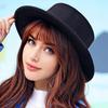 Women's Woolen Top Hat Autumn and Winter Solid Color Versatile Retro Men's British Style Winter Flat Top Felt Hat