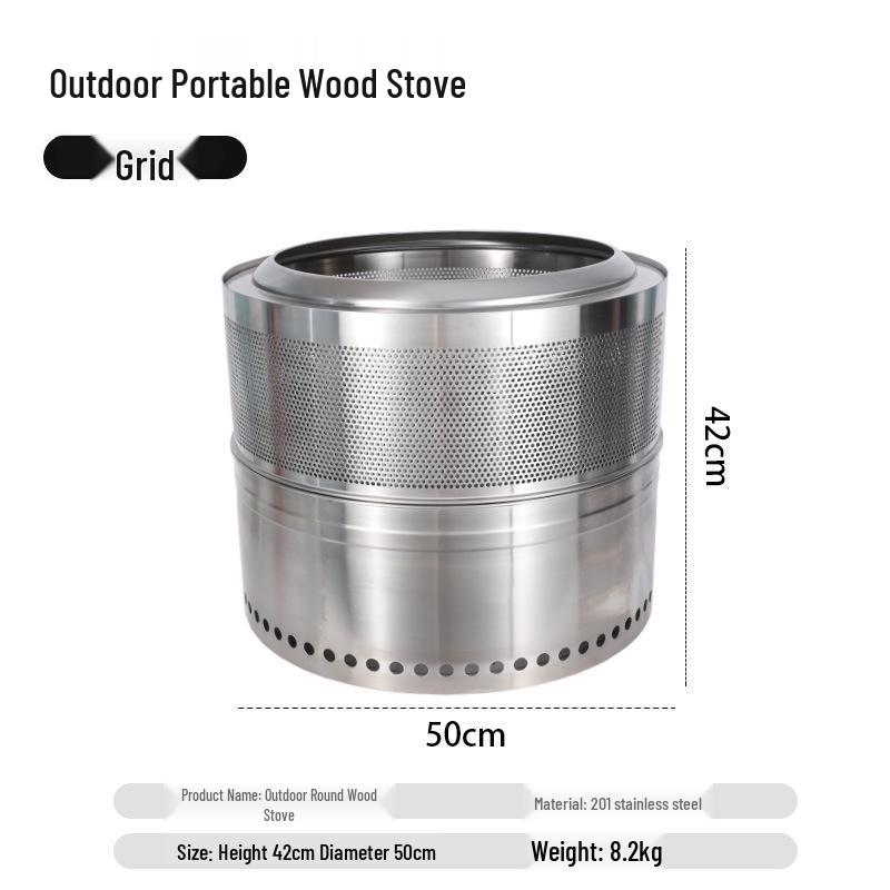 Stainless Steel Foldable Outdoor Wood Stove - High Temperature Resistant, Durable Camping Barbecue Oven