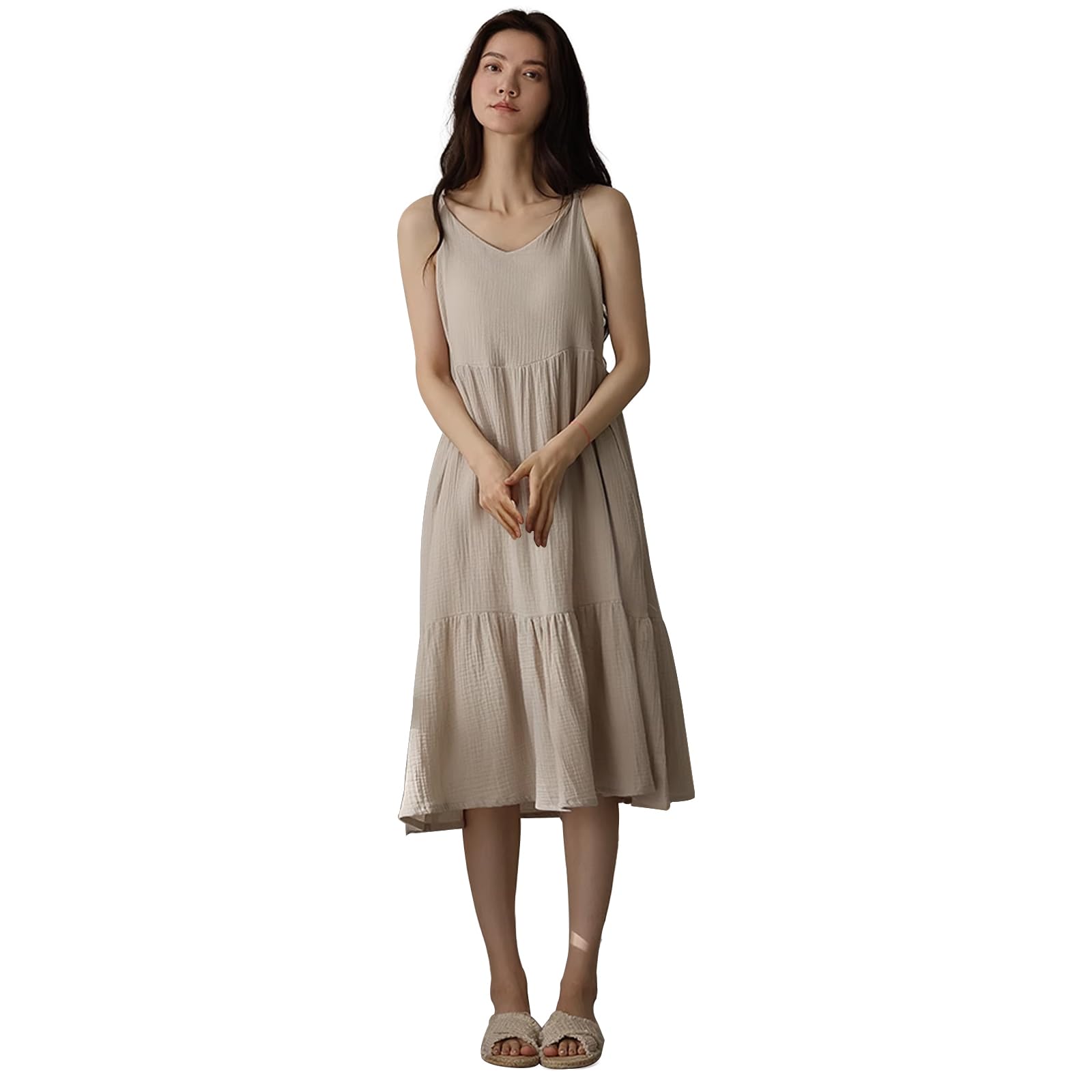 

Cotton Gauze Pajama Casual and Loose Summer [PeiYA] Women s 100% Dress, Fit,