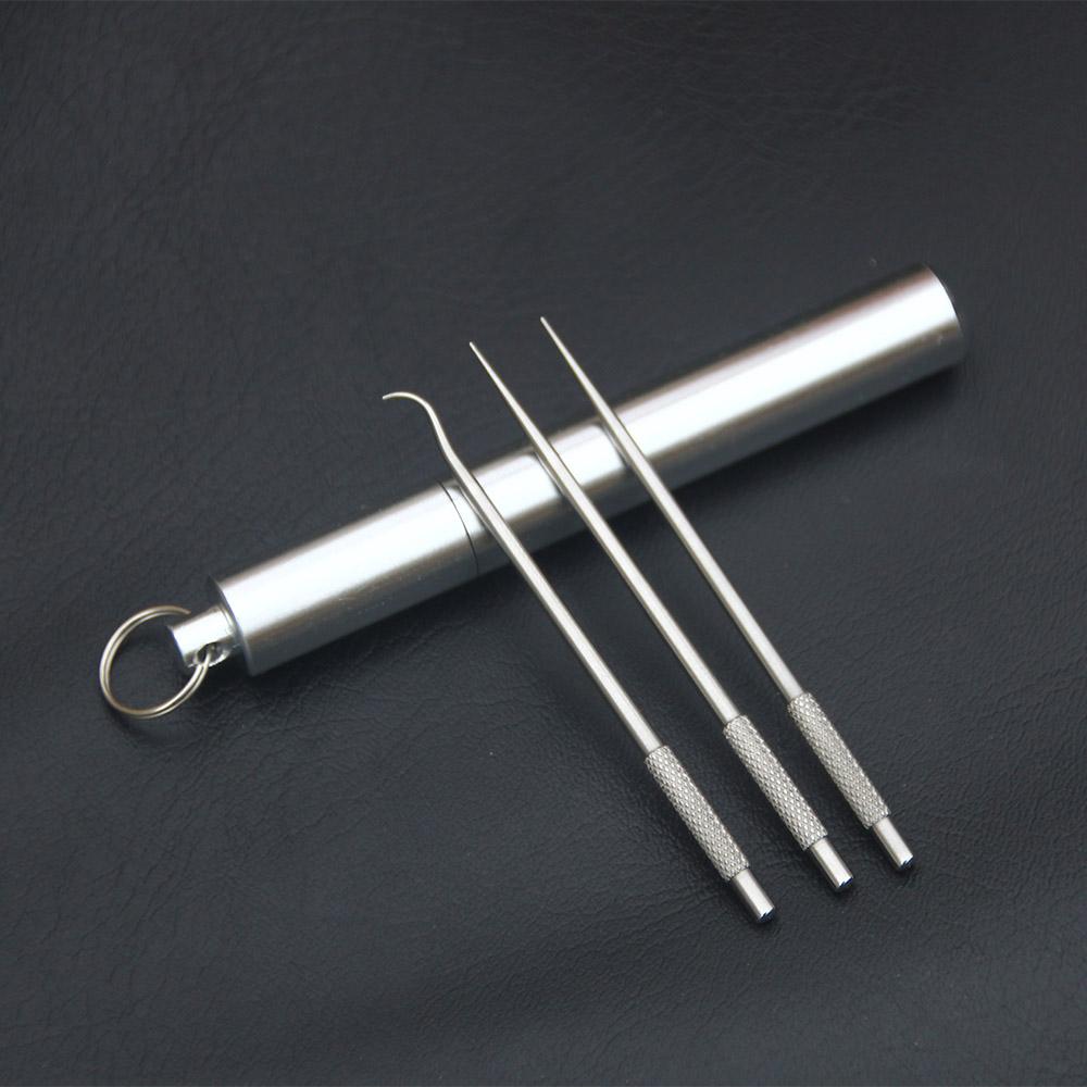Porta-stuzzicadenti in metallo di titanio portatile da esterno, custodia a forcella riutilizzabile impermeabile per viaggi, campeggio, pesca, feste, forniture da cucina