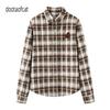 2025 Winter Women's Casual Retro Plaid Loose Brushed Texture Shirt Top