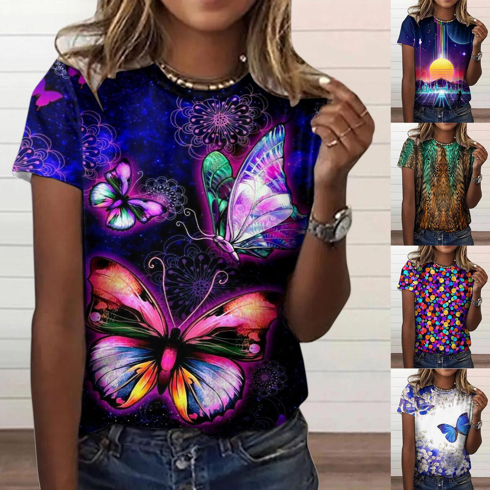 

Женская модная повседневная рубашка с короткими рукавами и принтом