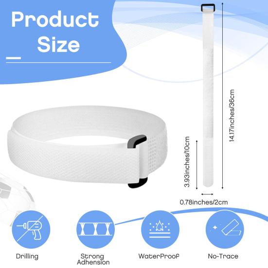 10Pcs Soccer Goal Net Strap Adjustable Fastener Tape Heavy Duty Multifunction White Soccer Goal Attachment Strap Soccer Accessories